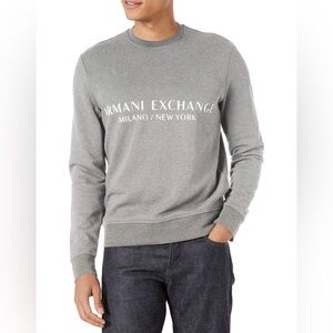 Armani Exchange Milano New York Heather Gray Crew Neck Sweatshirt